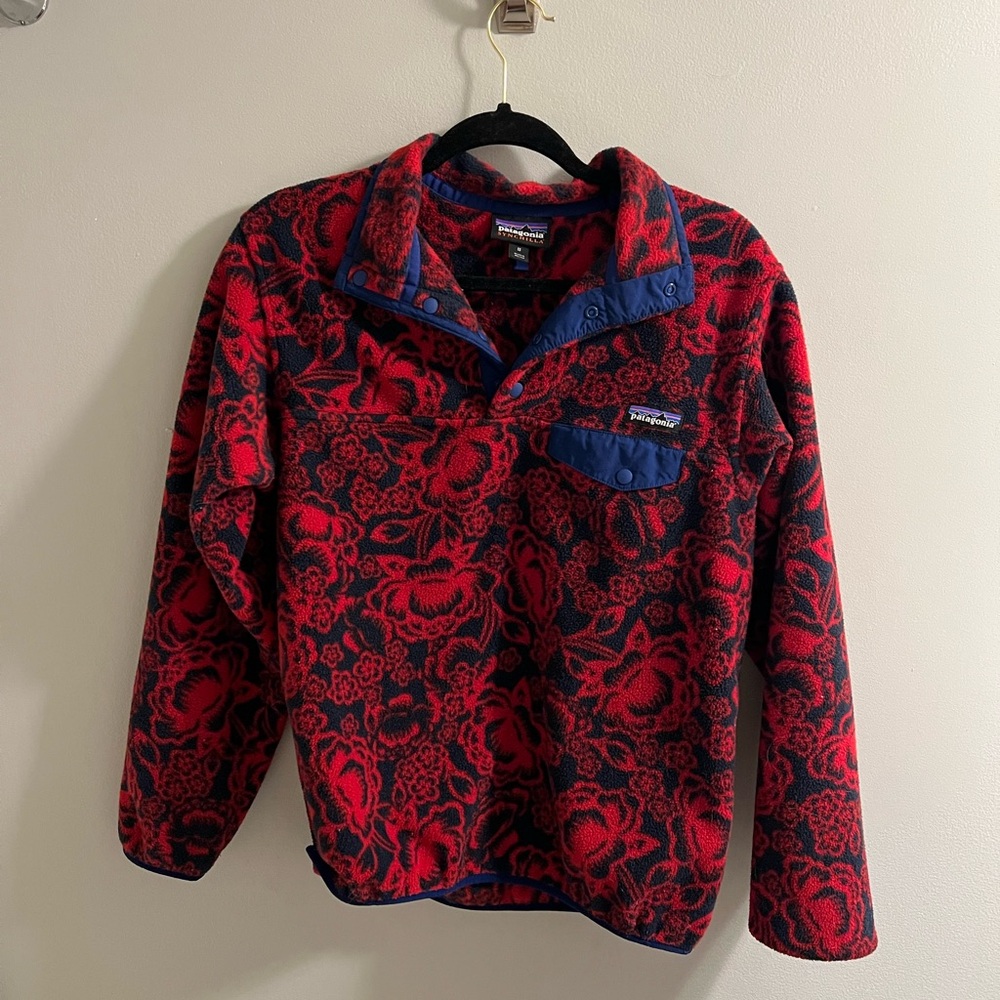 Patagonia Red and Blue Fleece Pullover